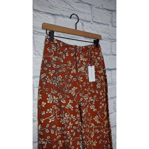 *lovers + Friends Womens Cropped Pants Red Floral High Rise Pockets XS New - Picture 8 of 10